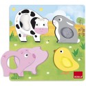 Puzzle Les animaux de la ferme en tissus (4 pièces) - GOULA