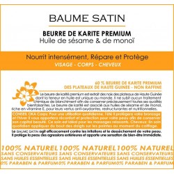 Baume satin - Beurre de karité premium à l'huile de sésame et de monoï