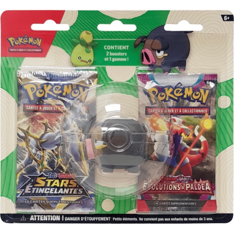 POKÉMON : BTS 2 BOOSTERS + GOMME OLIVINI/GOURMELET - ASMODEE - Booster - Cartes - ASMODEE